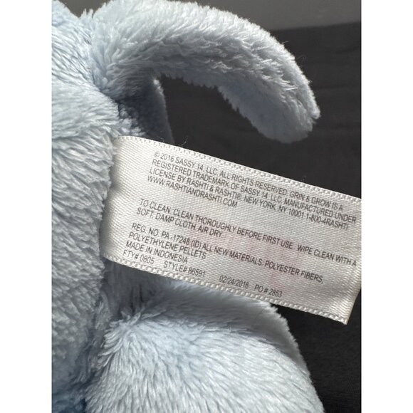 Sassy Grin & Grow Plush Elephant Stuffed Toy Weighted Bottom Soft Cuddly Blue/Gr - Picture 5 of 7